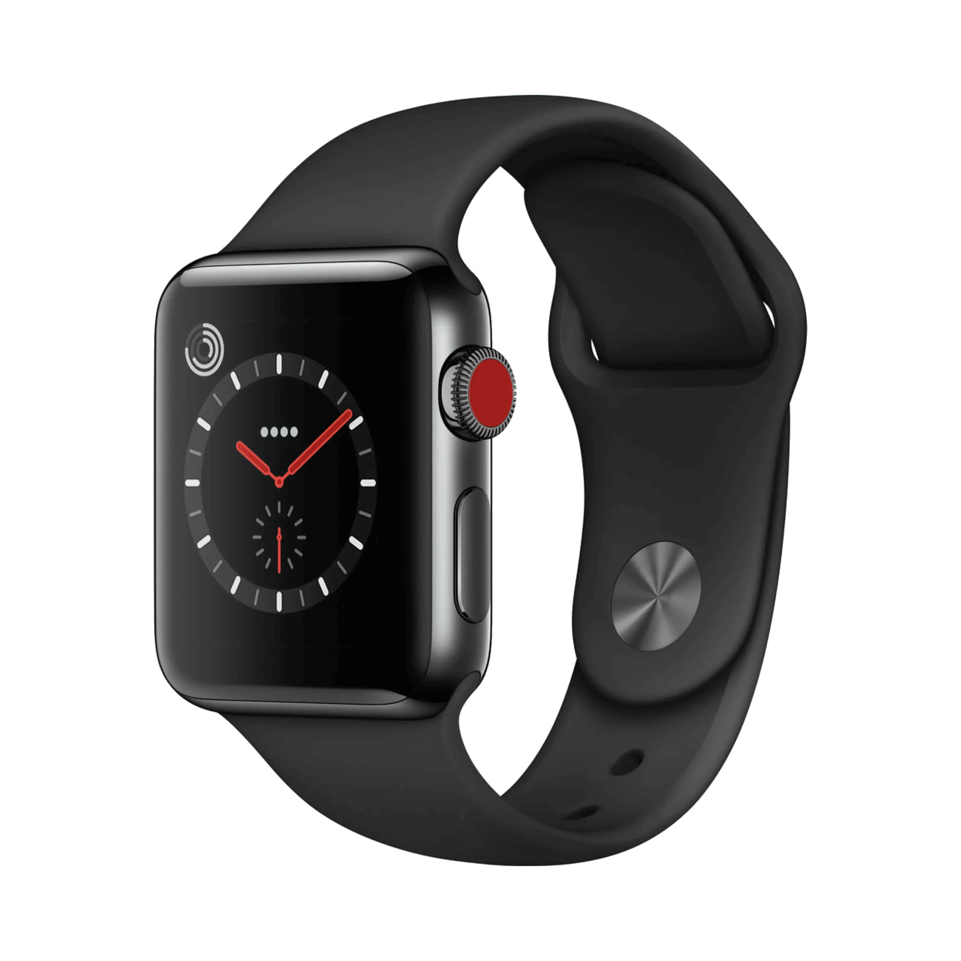 Apple Watch Series 3 - Paslanmaz Çelik - 38mm - Cellular - Gece yarısı