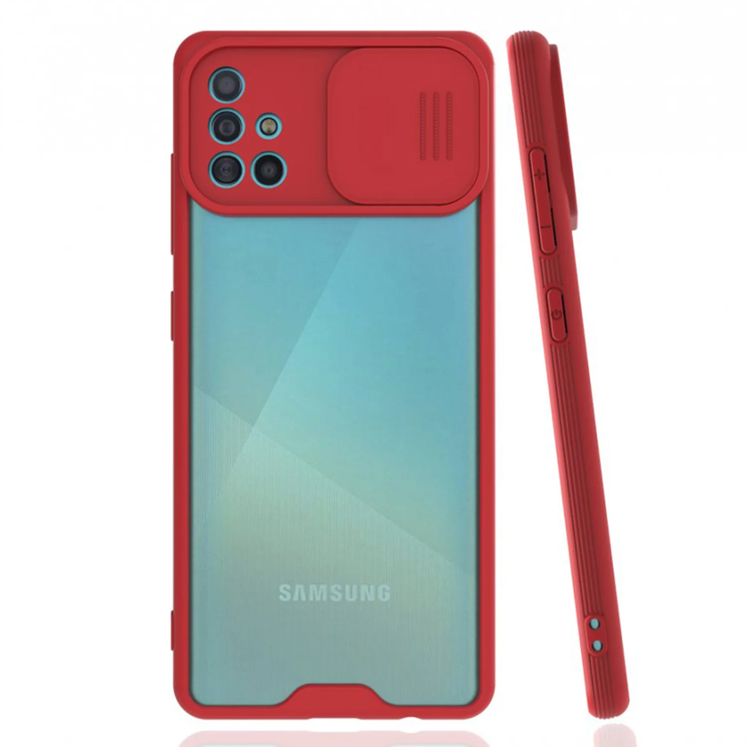 Nettech Samsung Galaxy A51 Uyumlu Platin Kamera Kızaklı Arka Koruma Kılıf (Kırmızı) NT-86679