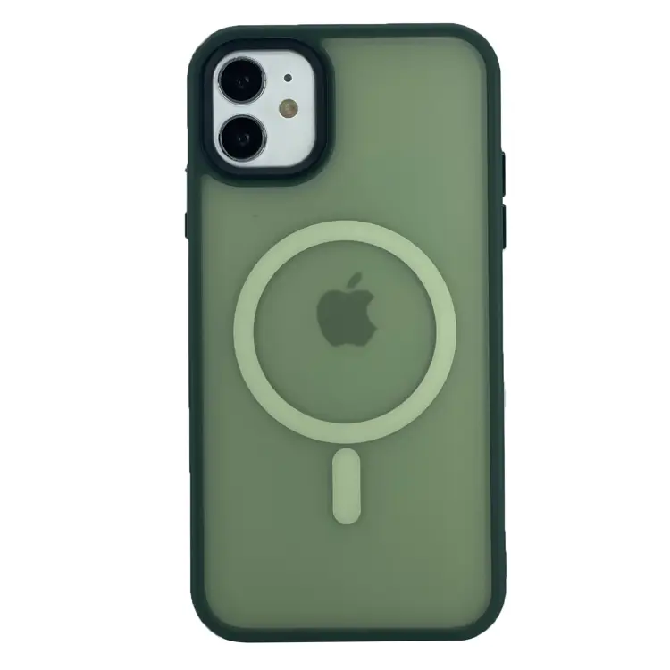 Nettech Apple iPhone 11 Uyumlu Mat Renkli MagSafe Arka Koruma Kılıf (Yeşil) NT-101304