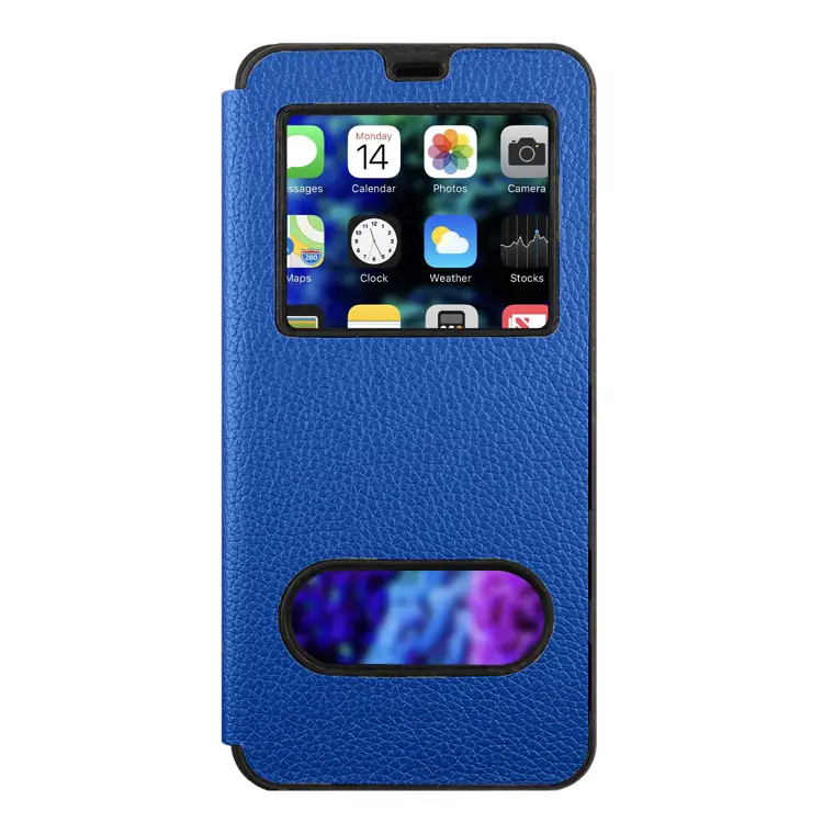 Nettech Oppo A72 Uyumlu Pencereli Kapaklı Kılıf (Mavi) NT-89269