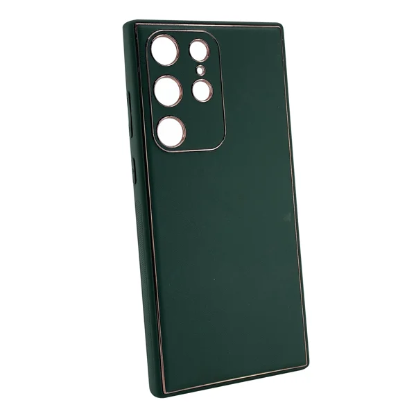 Nettech Samsung Galaxy S23 Ultra Uyumlu Coco Leather Seri Arka Koruma Kılıf (Yeşil) NT-99845 - 2