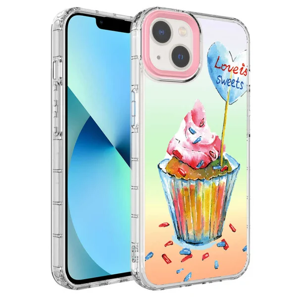 Apple iPhone 14 Plus Kılıf Kamera Korumalı Renkli Desenli Sert Silikon Zore Korn Kapak - NO15 - 1