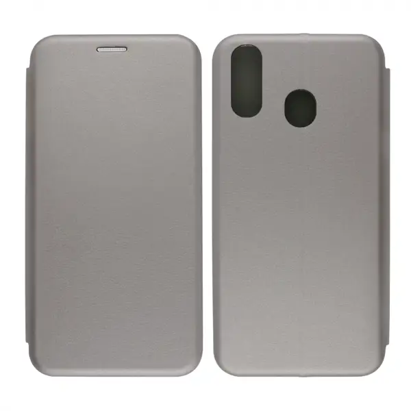 Nettech Samsung Galaxy A20 Uyumlu Lüx Seri Kapaklı Kılıf (Gri) VR-18164