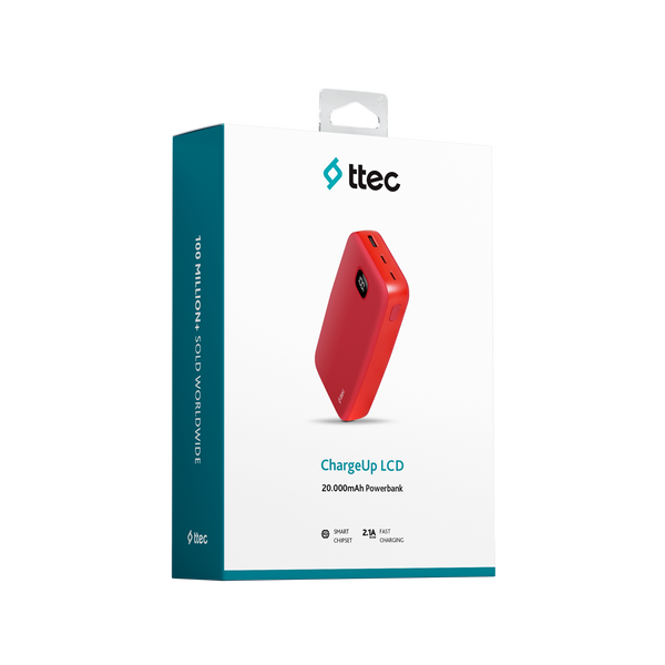 Ttec ChargeUp LCD 20.000mAh Taşınabilir Hızlı Şarj Aleti / Powerbank 2BB211GK Kırmızı