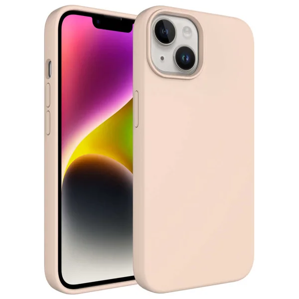 Apple iPhone 14 Kılıf Sıvı Teknolojili Silinebilir Sert Zore Kivi Kapak - Pembe Açık