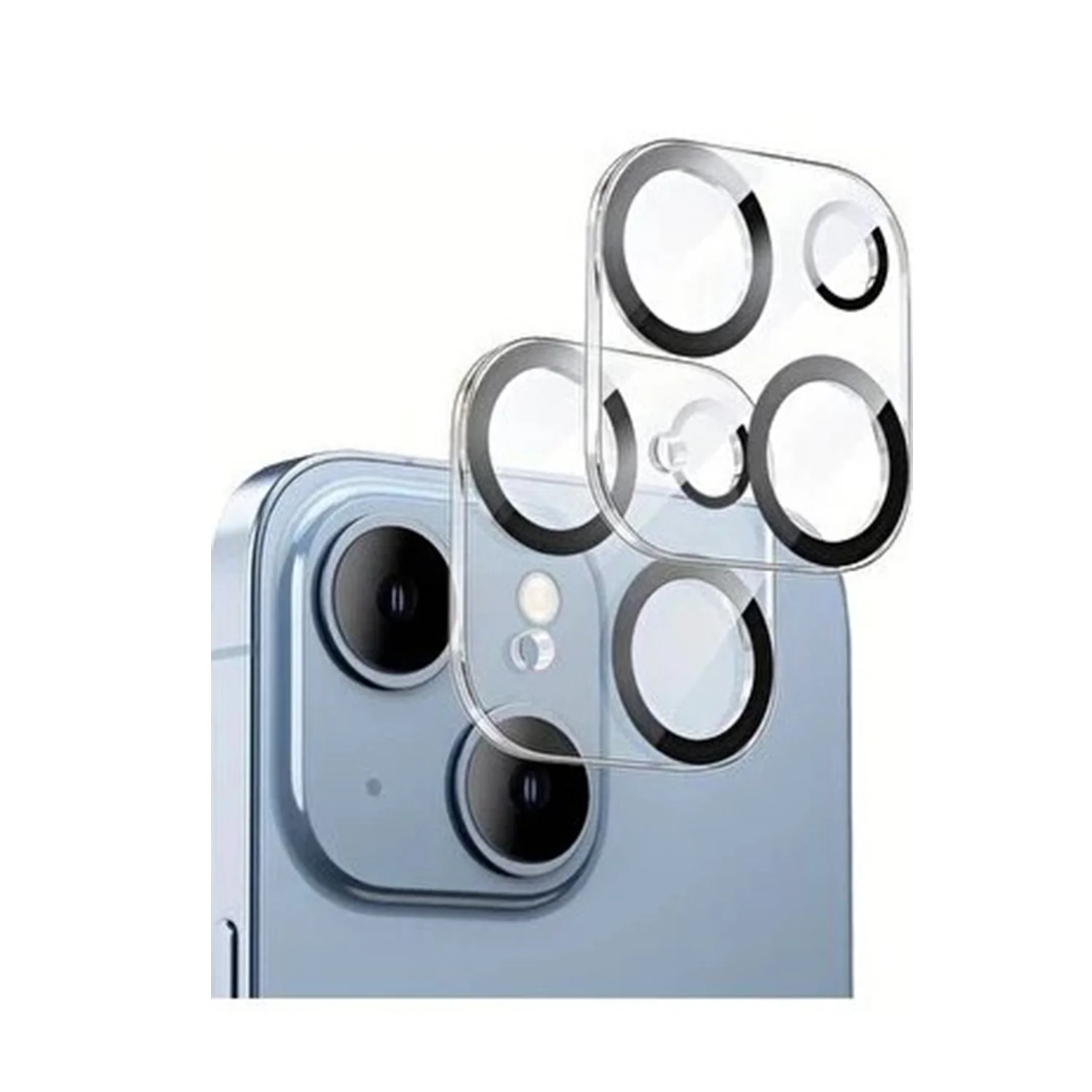 Nettech Apple iPhone 15 Uyumlu Şeffaf Çerçeveli Seri Kamera Cam Koruyucu (Şeffaf) NT-105095