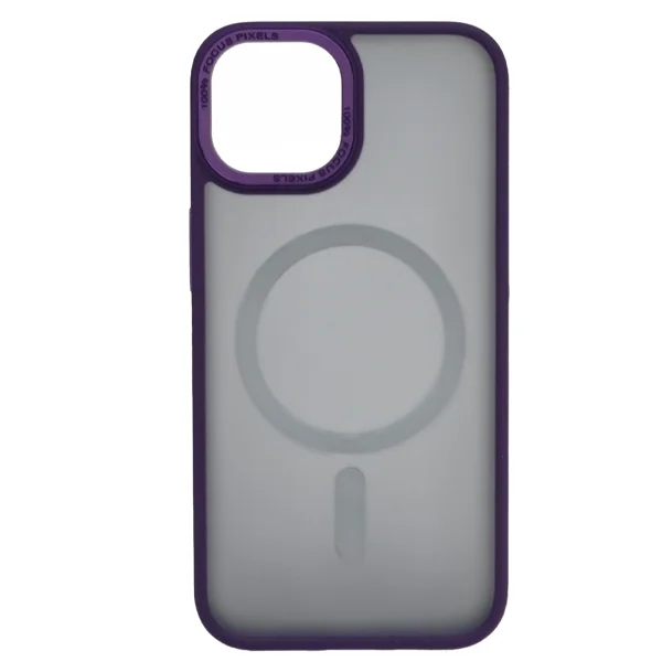 Nettech Apple iPhone 14 Uyumlu Metal Kamera Çerçeveli Magsafe Seri Arka Koruma Kılıf (Mor) NT-98043 - 1