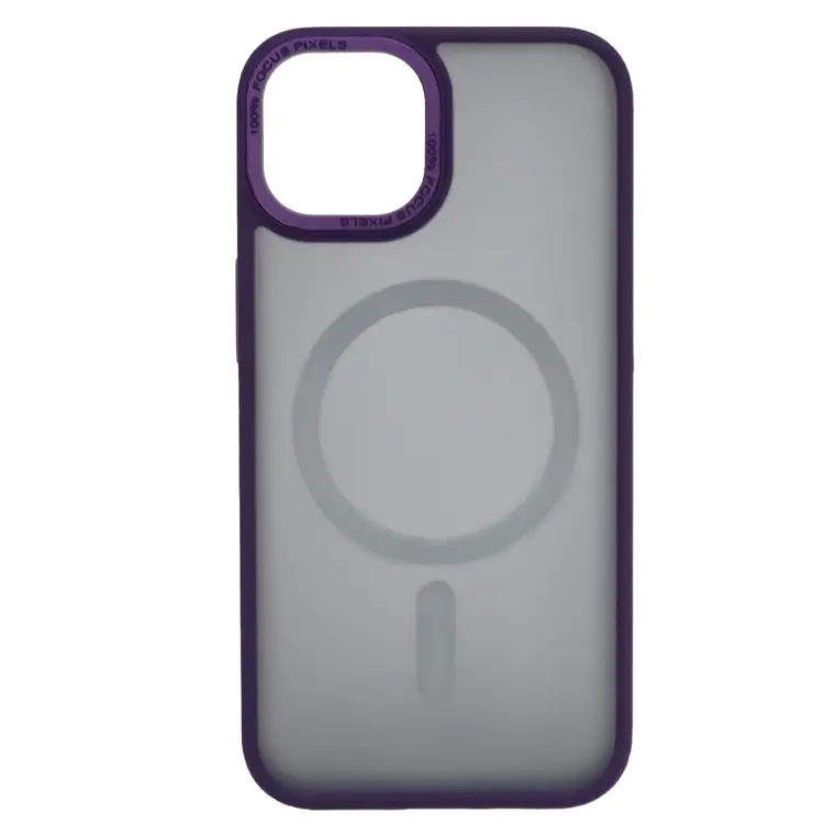 Nettech Apple iPhone 14 Uyumlu Metal Kamera Çerçeveli Magsafe Seri Arka Koruma Kılıf (Mor) NT-98043