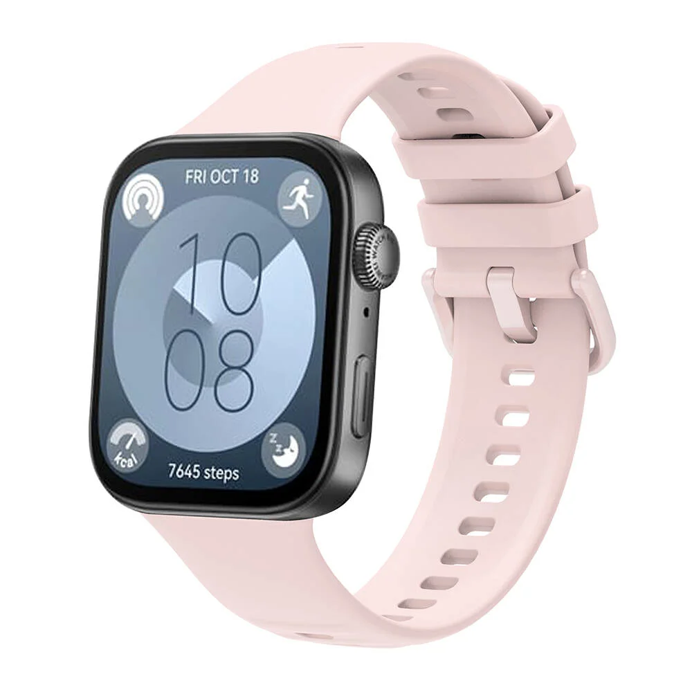 Huawei Watch Fit 3 Band Serisi Klasik Kordon Silikon Strap Kayış - Pembe