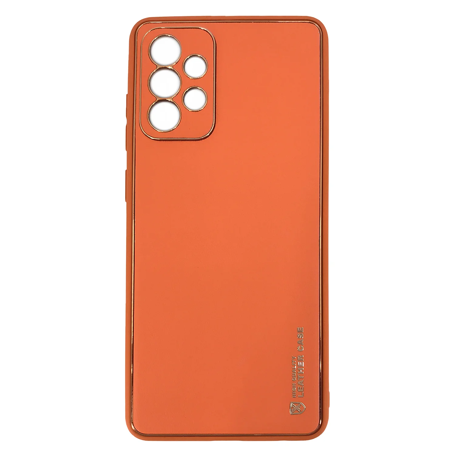 Nettech Samsung Galaxy A72 Uyumlu Coco Leather Seri Arka Koruma Kılıf (Turuncu) NT-90544