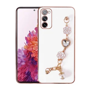 Galaxy S20 FE Kılıf El Tutamaçlı Kamera Korumalı Zore Taka Silikon Kapak - Beyaz