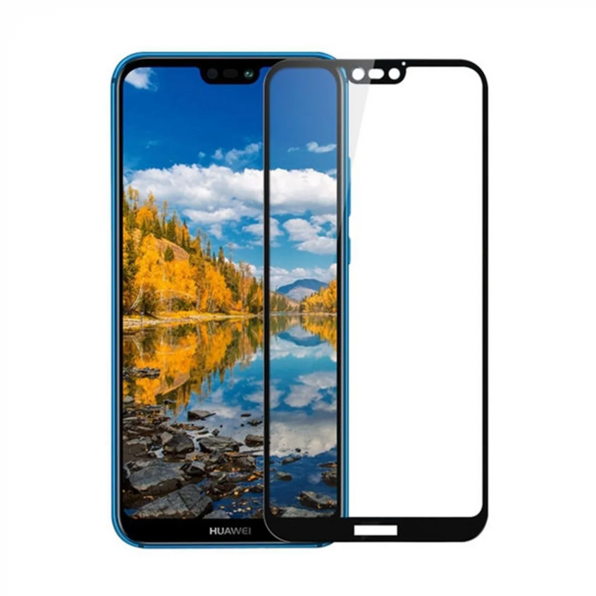 Nettech Huawei P20 Lite Uyumlu 5D Glas Full Cam Koruyucu (Siyah) VR-14874