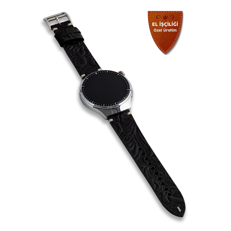 Nettech Samsung Watch 22 mm Uyumlu Deri Kordon (Siyah) NT-112119