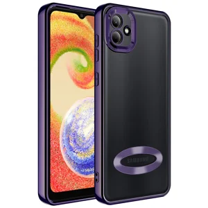 Galaxy A04 Kılıf Kamera Korumalı Logo Gösteren Zore Omega Kapak - Derin Mor