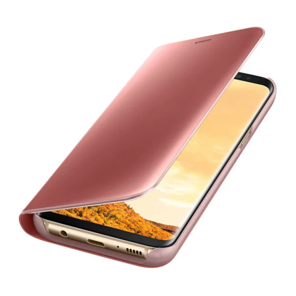 Nettech Apple iPhone X Uyumlu Clear View Aynalı Kapaklı Kılıf (Rose Gold) NT-85541