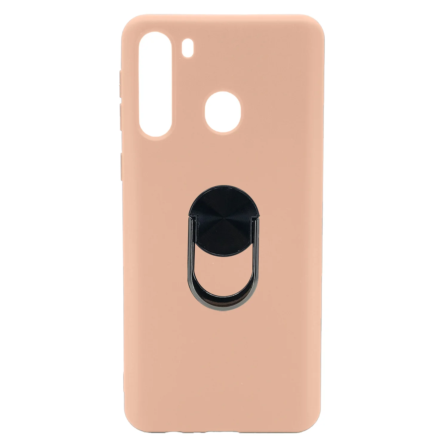 Nettech Samsung Galaxy A21 Uyumlu Leather Ring Nano Arka Koruma Kılıf (Pembe) NT-83016