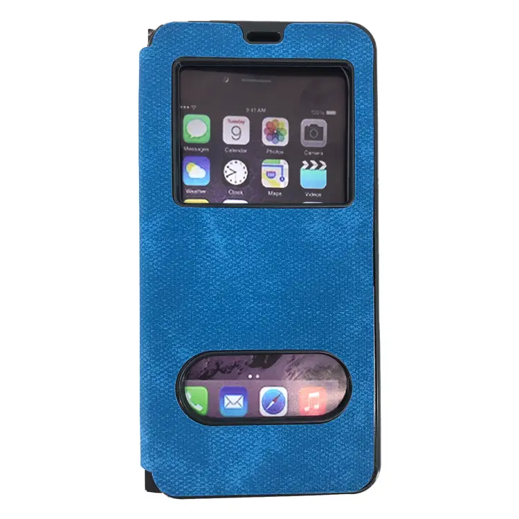 Nettech Oppo A12 Uyumlu Pencereli Kapaklı Kılıf (Mavi) NT-89210