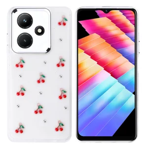 İnfinix Hot 30i Kılıf Airbag Tasarımlı Simli Şeffaf Zore Kutup Kapak - Kiraz