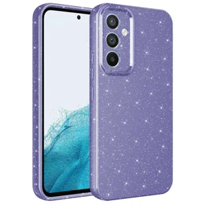 Galaxy A34 Kılıf Kamera Korumalı Simli Lüks Zore Koton Kapak - Mor