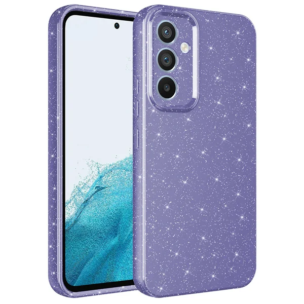 Galaxy A34 Kılıf Kamera Korumalı Simli Lüks Zore Koton Kapak - Mor - 1