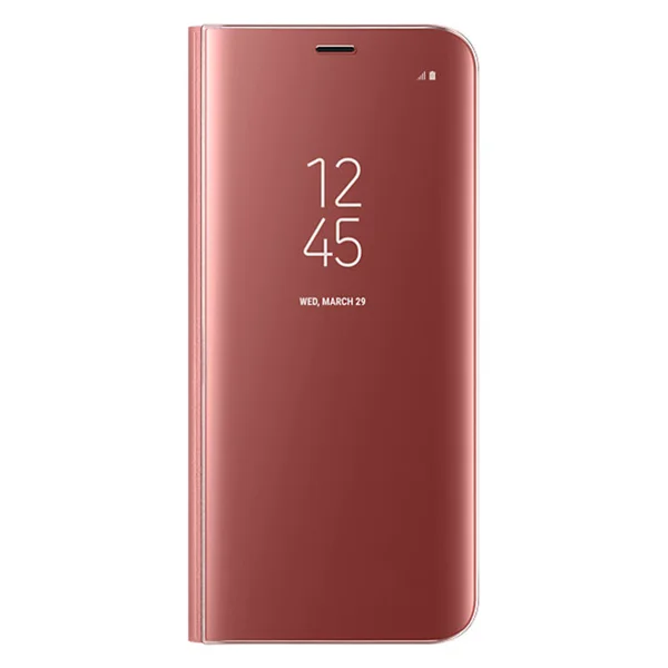 Nettech Apple iPhone X Uyumlu Clear View Aynalı Kapaklı Kılıf (Rose Gold) NT-85541