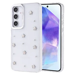 Galaxy A35 Kılıf Airbag Tasarımlı Simli Şeffaf Zore Kutup Kapak - Yıldız
