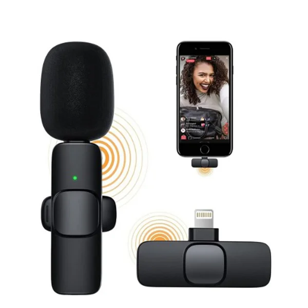 Nettech K9 Metal Örgü Lightning Kablosuz Yaka Mikrofonu (Siyah) NT-102927 - 2