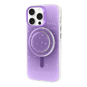 Apple iPhone 15 Pro Max Kılıf Magsafe Şarj Özellikli Tak-Çıkar Pop Soketli Zore Tiktok Kapak - Mor