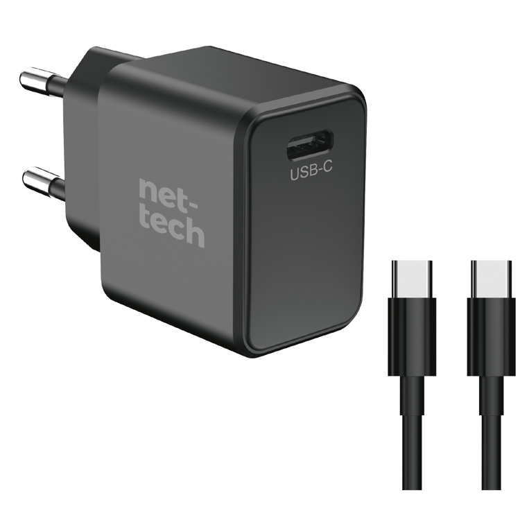 Nettech NT-HCH04 PD GaNPrime 30W Type-C To Type-C Şarj Aleti (Siyah) NT-HCH04