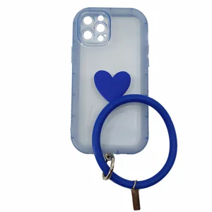 Nettech Apple iPhone 12 Pro Uyumlu Halka Bilekli Şeffaf Seri Arka Koruma Kılıf (Mavi) NT-97209