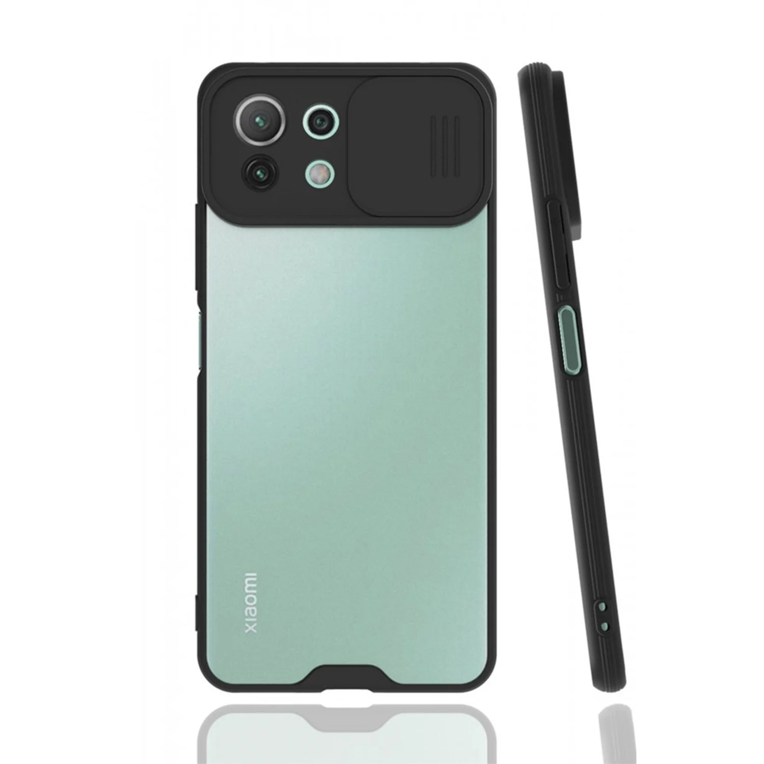 Nettech Xiaomi Mi 11 Lite Uyumlu Platin Kamera Kızaklı Arka Koruma Kılıf (Siyah) NT-86853