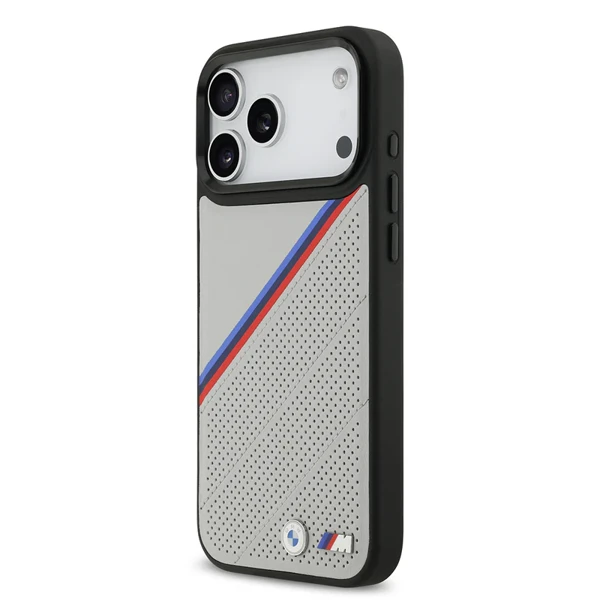 Apple iPhone 17 Pro Max BMW M-safe M Logolu Üç Şeritli Delikli Deri kılıf - 3