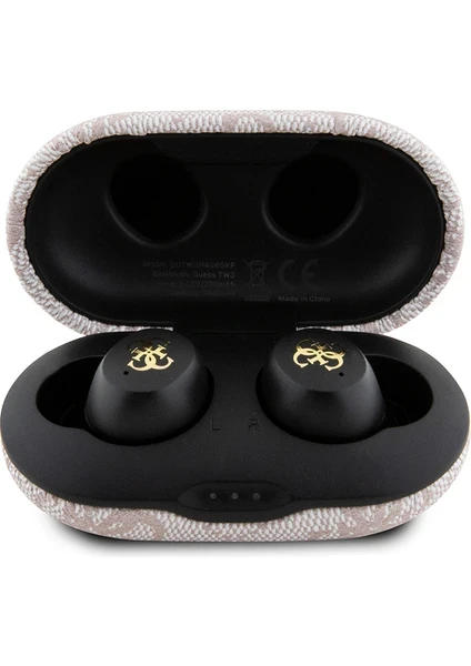 Apple Klasik Metal Yazı Logolu Tws Kulak Içi Bluetooth Kulaklık Pembe