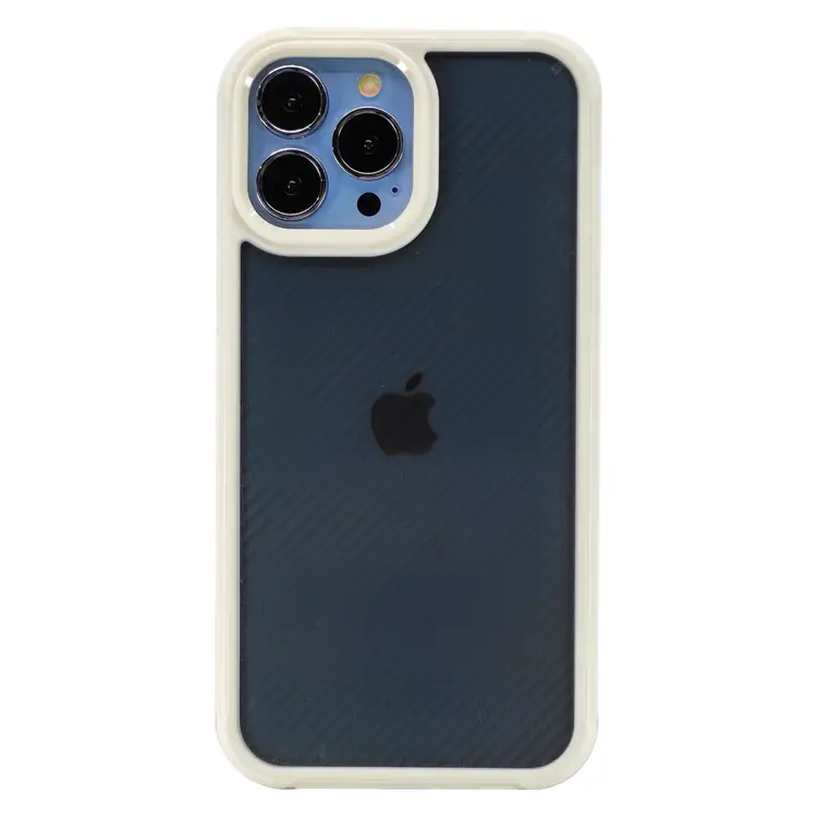 Nettech Apple iPhone 13 Pro Uyumlu Karbon inoks Seri Arka Koruma Kılıf (Beyaz) NT-95792