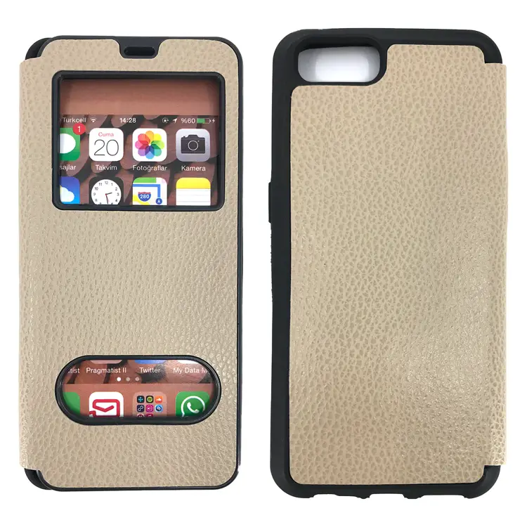 Nettech Realme C2 Uyumlu Pencereli Kapaklı Kılıf (Gold) NT-84527