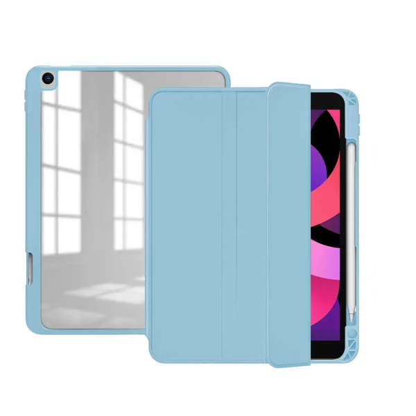Apple iPad 10.2 (8.Nesil) Kılıf Zore Nort Arkası Şeffaf Standlı Kılıf - Mavi Açık - 3