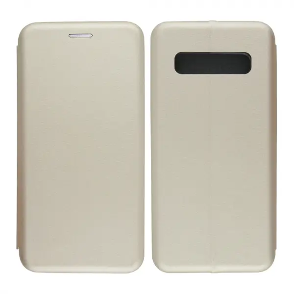 Nettech Samsung Galaxy S10 Uyumlu Lüx Seri Kapaklı Kılıf (Gold) VR-18112