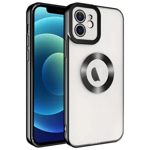 Apple iPhone 11 Kılıf Kamera Korumalı Logo Gösteren Zore Omega Kapak - Siyah