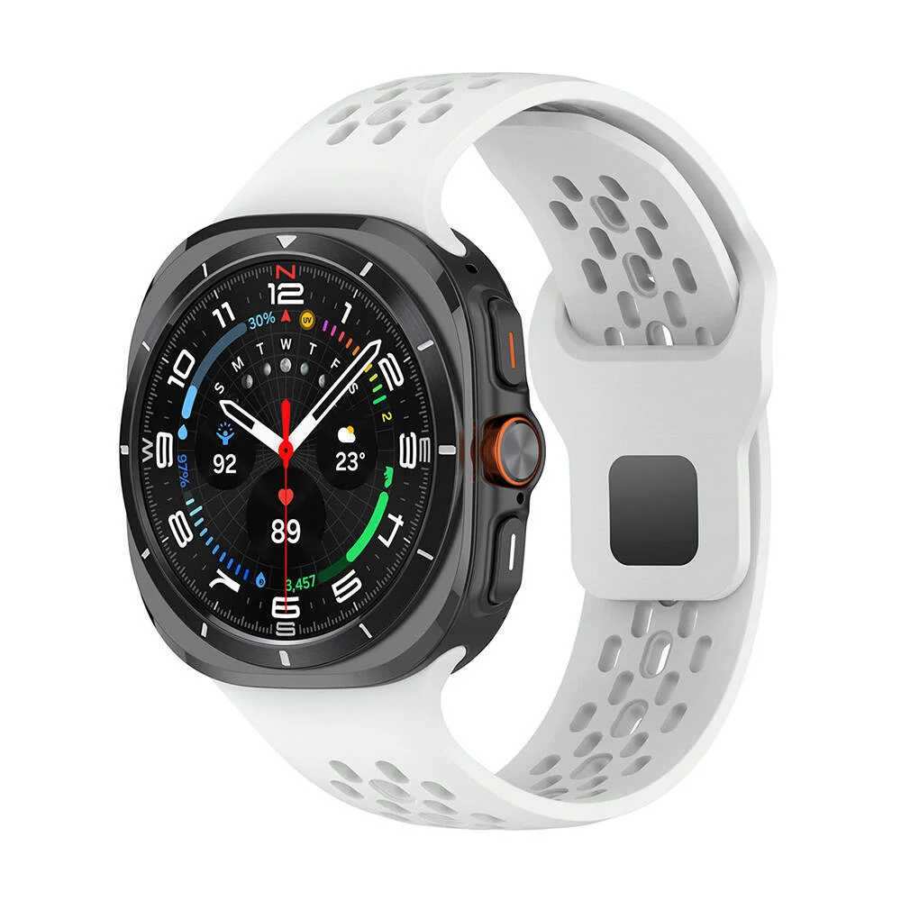 Galaxy Watch Ultra 47mm Zore KRD-119 Delikli Tasarım Silikon Kordon - Beyaz