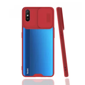 Nettech Xiaomi Redmi 9A Uyumlu Platin Kamera Kızaklı Arka Koruma Kılıf (Kırmızı) NT-86824