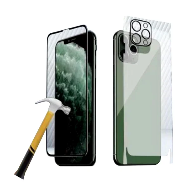 Caısles Apple iPhone XS Max Uyumlu Ön-Arka-Kamera Set Matte Full Body 3in1 Nano Ekran Koruyucu (Siyah) NT-91150
