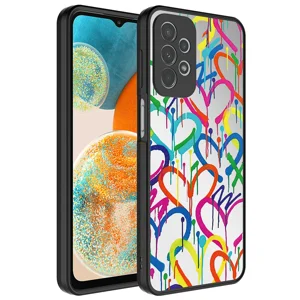 Galaxy A23 Kılıf Aynalı Desenli Kamera Korumalı Parlak Zore Mirror Kapak - Kalp