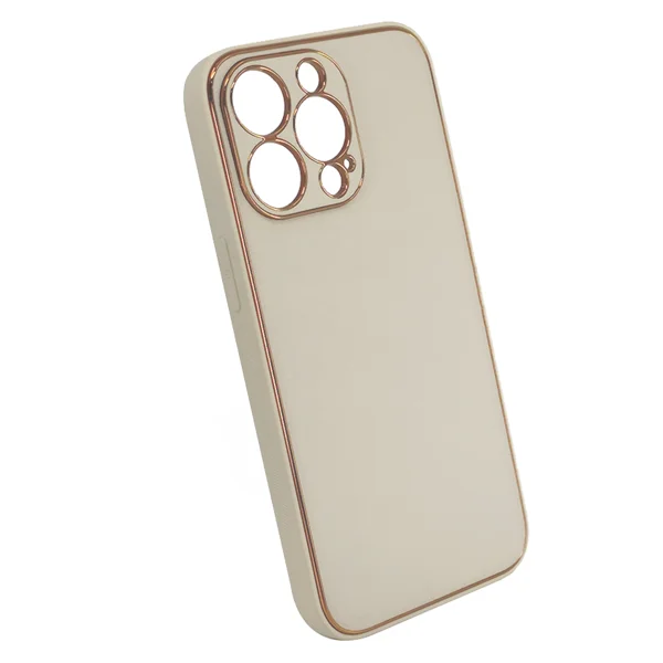 Nettech Apple iPhone 13 Pro Uyumlu Coco Leather Seri Arka Koruma Kılıf (Gold) NT-93566 - 2