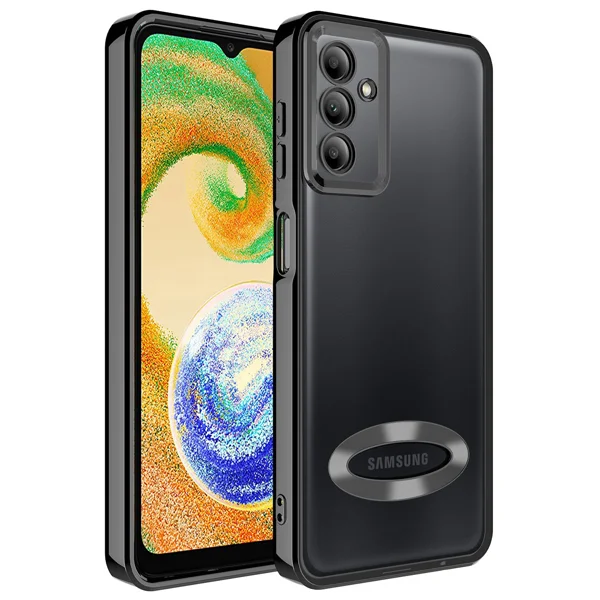 Galaxy A54 Kılıf Kamera Korumalı Logo Gösteren Zore Omega Kapak - Siyah - 1