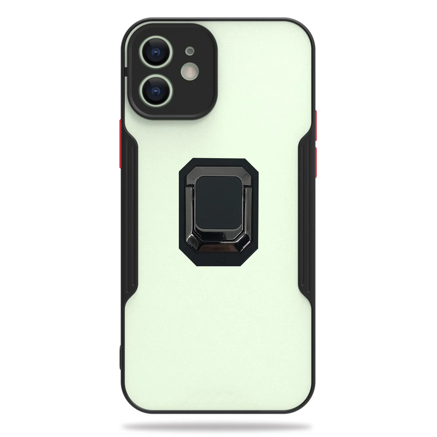Nettech Apple iPhone 12 Uyumlu Platin Yüzüklü Arka Koruma Kılıf (Siyah) NT-85179
