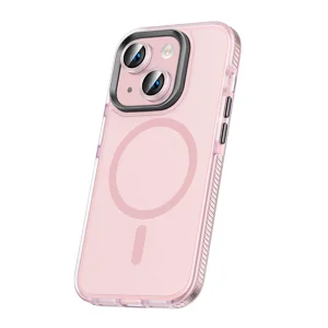 Apple iPhone 15 Plus Kılıf Airbagli Magsafe Wireless Şarj Özellikli Lens Koruyuculu Zore Klaptika Kapak - Pembe