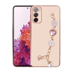 Galaxy S20 FE Kılıf El Tutamaçlı Kamera Korumalı Zore Taka Silikon Kapak - Pembe