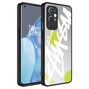 One Plus 9 Pro Kılıf Aynalı Desenli Kamera Korumalı Parlak Zore Mirror Kapak - Yazı