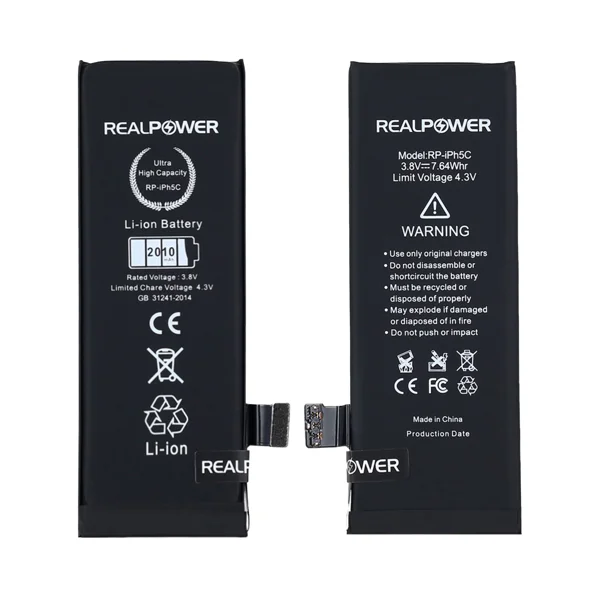 Teknonet Apple iPhone 5C Uyumlu RealPower Güçlendirilmiş 2000 MAh Batarya NT-96066 - 1