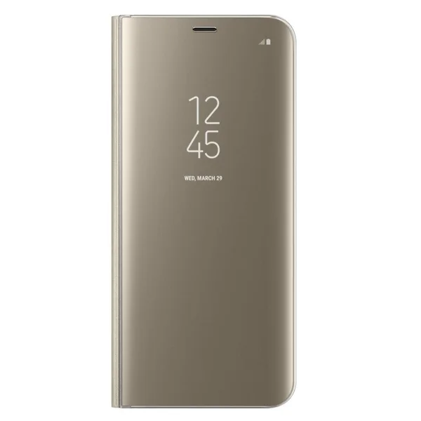 Nettech Samsung Galaxy A50S Uyumlu Clear View Aynalı Kapaklı Kılıf (Gold) NT-85545 - 1